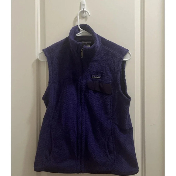 Patagonia Ladies Retool Vest T Snap Purple Polartec Pockets Full Zip Size Medium - Picture 1 of 4